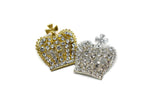 Rhinestone Crown Brooch Gold Silver