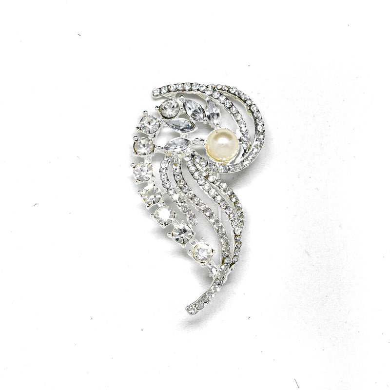 Rhinestone Pin Brooch Pearl 3 x 2.50