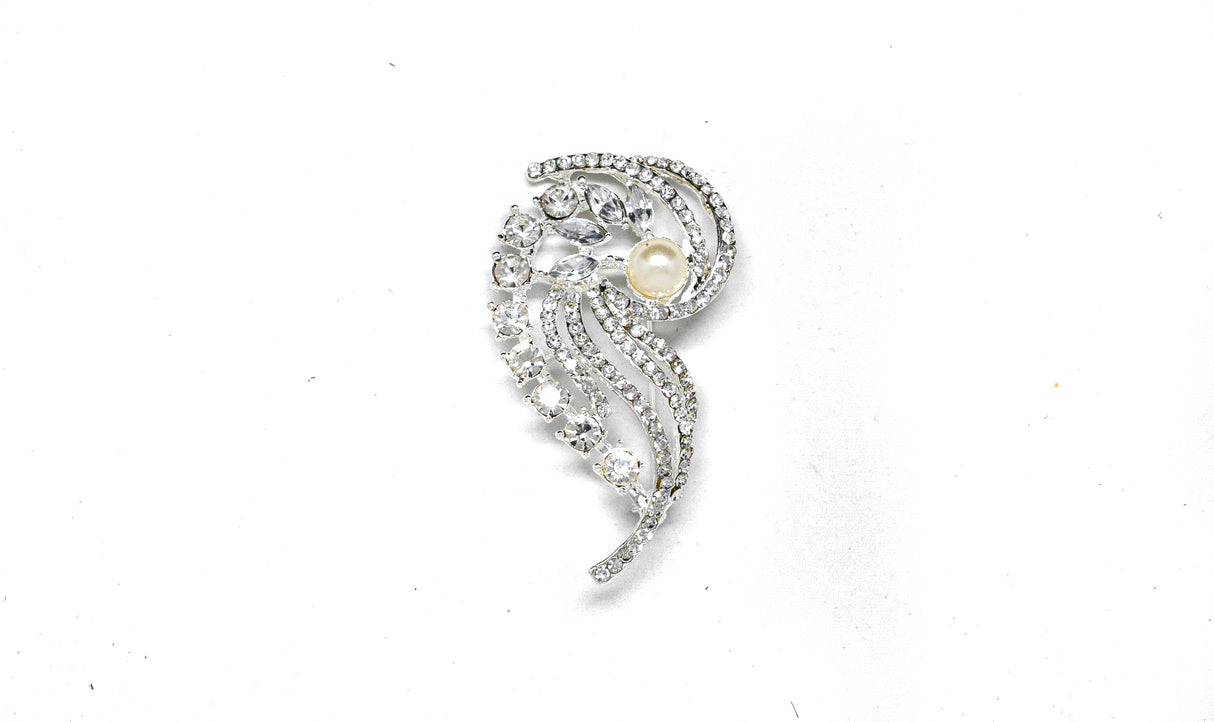 Rhinestone Pin Brooch Pearl 3 x 2.50