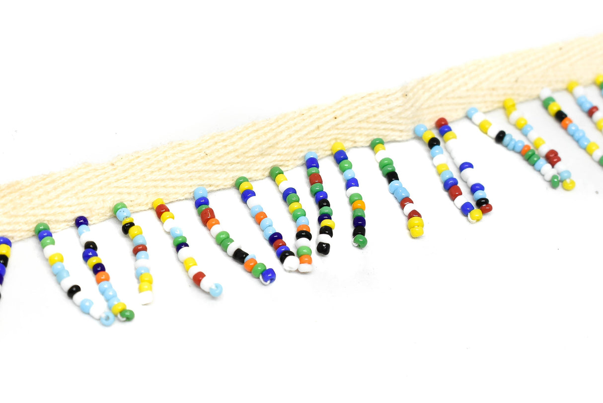 Beaded Fringe Trim Multi-Color 1"