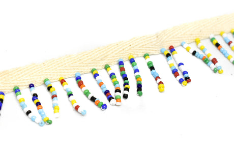 Beaded Fringe Trim Multi-Color 1"