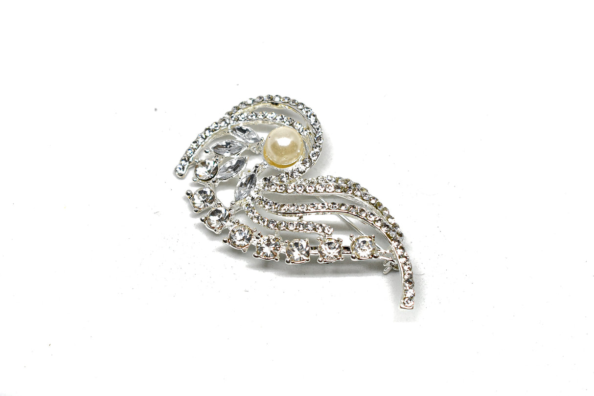Rhinestone Pin Brooch Pearl 3 x 2.50
