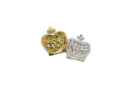 Rhinestone Crown Brooch Gold Silver
