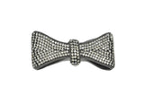 Rhinestone Bow Gunmetal Metallic