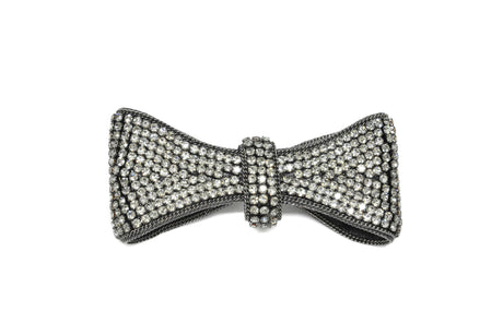Rhinestone Bow Gunmetal Metallic