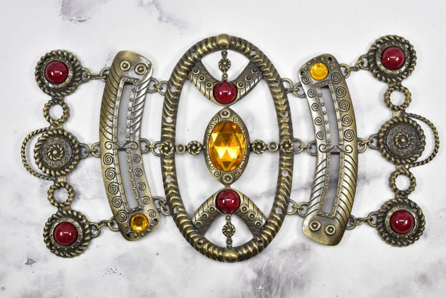 Jeweled Bronze Buckle Decorative 8 1/2 x 4 1/2