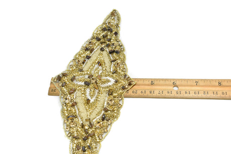 Beaded Rhinestone Applique Gold Silver
