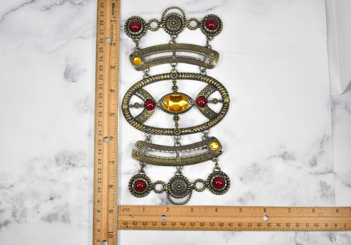 Jeweled Bronze Buckle Decorative 8 1/2 x 4 1/2