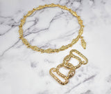 Rhinestone Alligator Necklace Buckle Set Gold