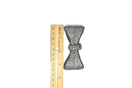Rhinestone Bow Gunmetal Metallic