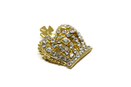 Rhinestone Crown Brooch Gold Silver