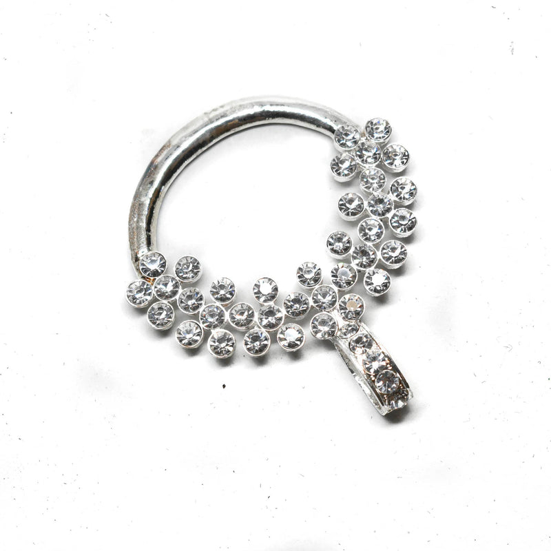 Rhinestone Ribbon Slider Shiny Silver 3.75 x 4.50