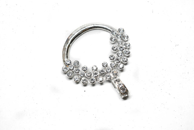 Rhinestone Ribbon Slider Shiny Silver 3.75 x 4.50