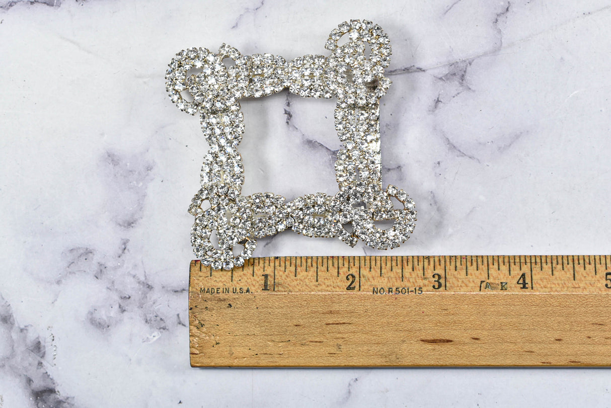 Rhinestone Buckle Square Clear 2.5in