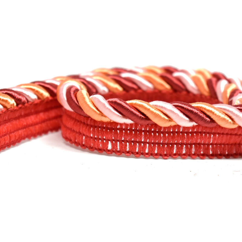 Cording on Tape Tricolor Pink Orange Burgundy 1"