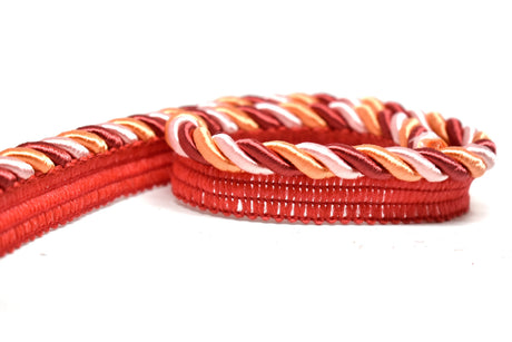 Cording on Tape Tricolor Pink Orange Burgundy 1"