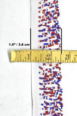Beaded Fringe Trim Red White Blue 1.50"