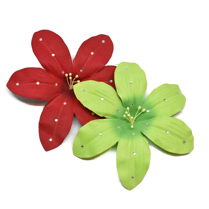 Rhinestone Flower Pin-On Applique 5"