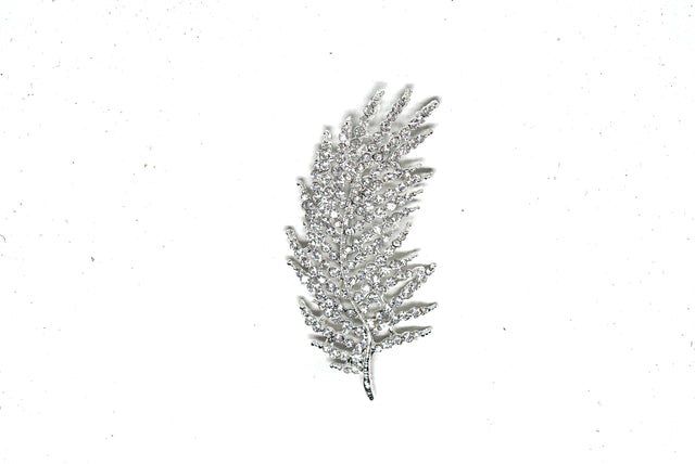 Feather Rhinestone Brooch