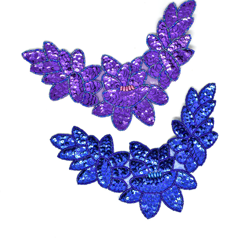 Beaded Applique Sequins Bugle 8x5 Iron-On
