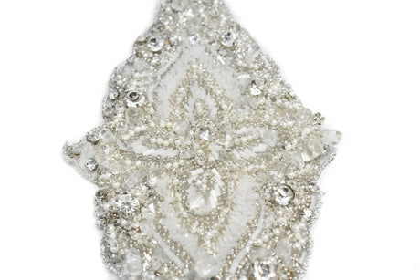 Beaded Rhinestone Applique Gold Silver