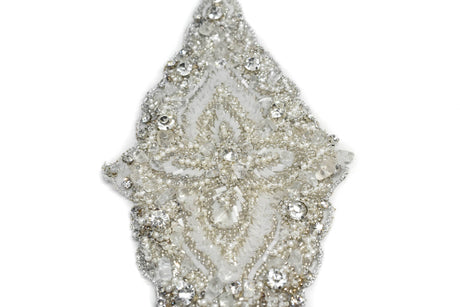 Beaded Rhinestone Applique Gold Silver