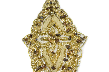 Beaded Rhinestone Applique Gold Silver
