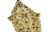 Beaded Rhinestone Applique Gold Silver