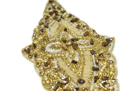 Beaded Rhinestone Applique Gold Silver