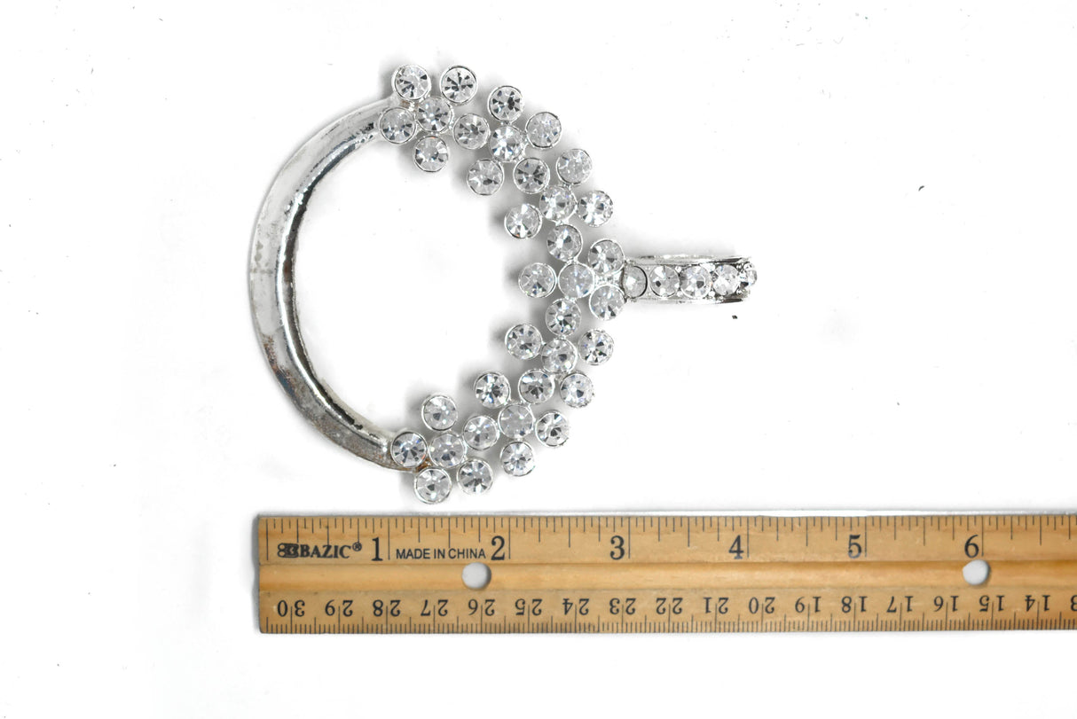 Rhinestone Ribbon Slider Shiny Silver 3.75 x 4.50