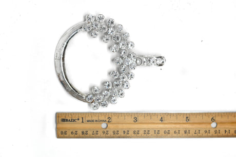 Rhinestone Ribbon Slider Shiny Silver 3.75 x 4.50