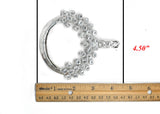 Rhinestone Ribbon Slider Shiny Silver 3.75 x 4.50