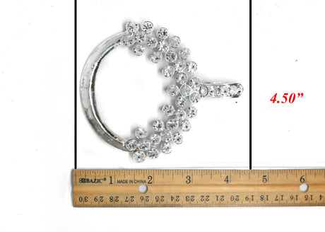 Rhinestone Ribbon Slider Shiny Silver 3.75 x 4.50
