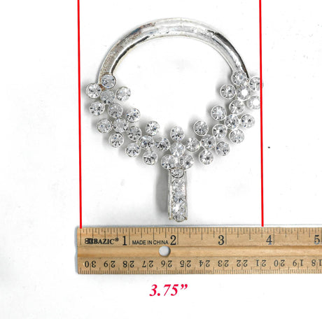 Rhinestone Ribbon Slider Shiny Silver 3.75 x 4.50