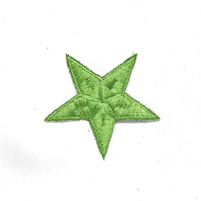 Embroidered Star Applique Green Iron-On 1.75"