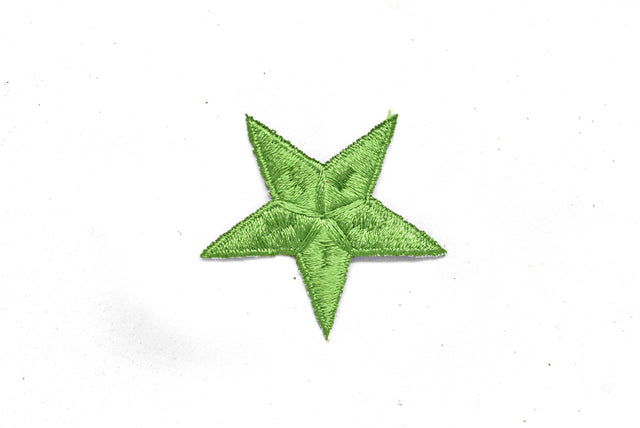 Embroidered Star Applique Green Iron-On 1.75"