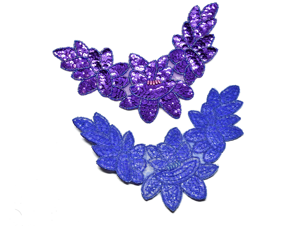 Beaded Applique Sequins Bugle 8x5 Iron-On