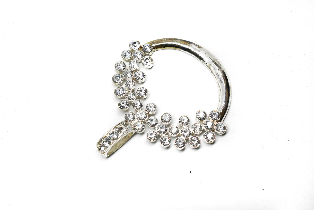 Rhinestone Ribbon Slider Shiny Silver 3.75 x 4.50