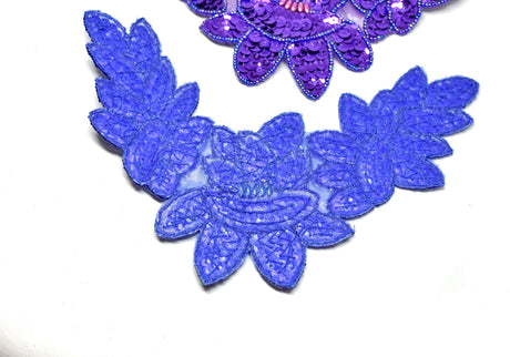 Beaded Applique Sequins Bugle 8x5 Iron-On