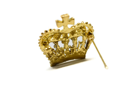 Rhinestone Crown Brooch Gold Silver