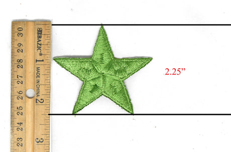Embroidered Star Applique Green Iron-On 1.75"