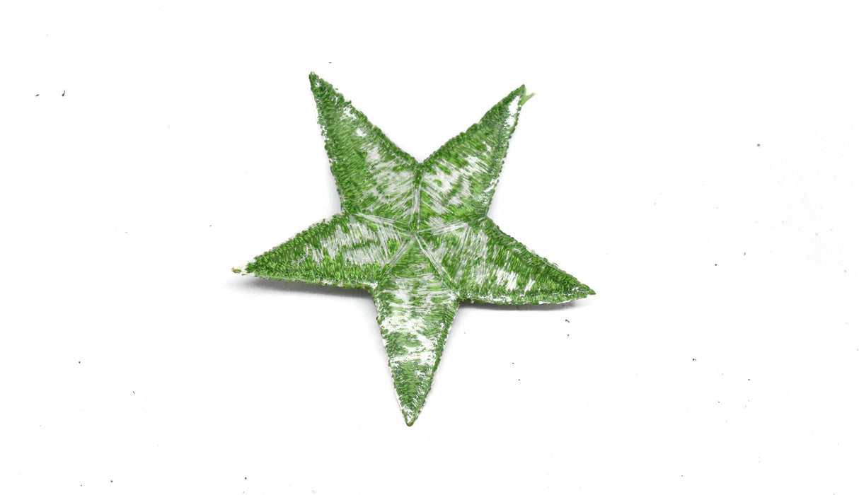 Embroidered Star Applique Green Iron-On 1.75"