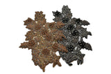 Floral Applique Rhinestone Beaded Brown