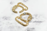 Rhinestone Alligator Necklace Buckle Set Gold