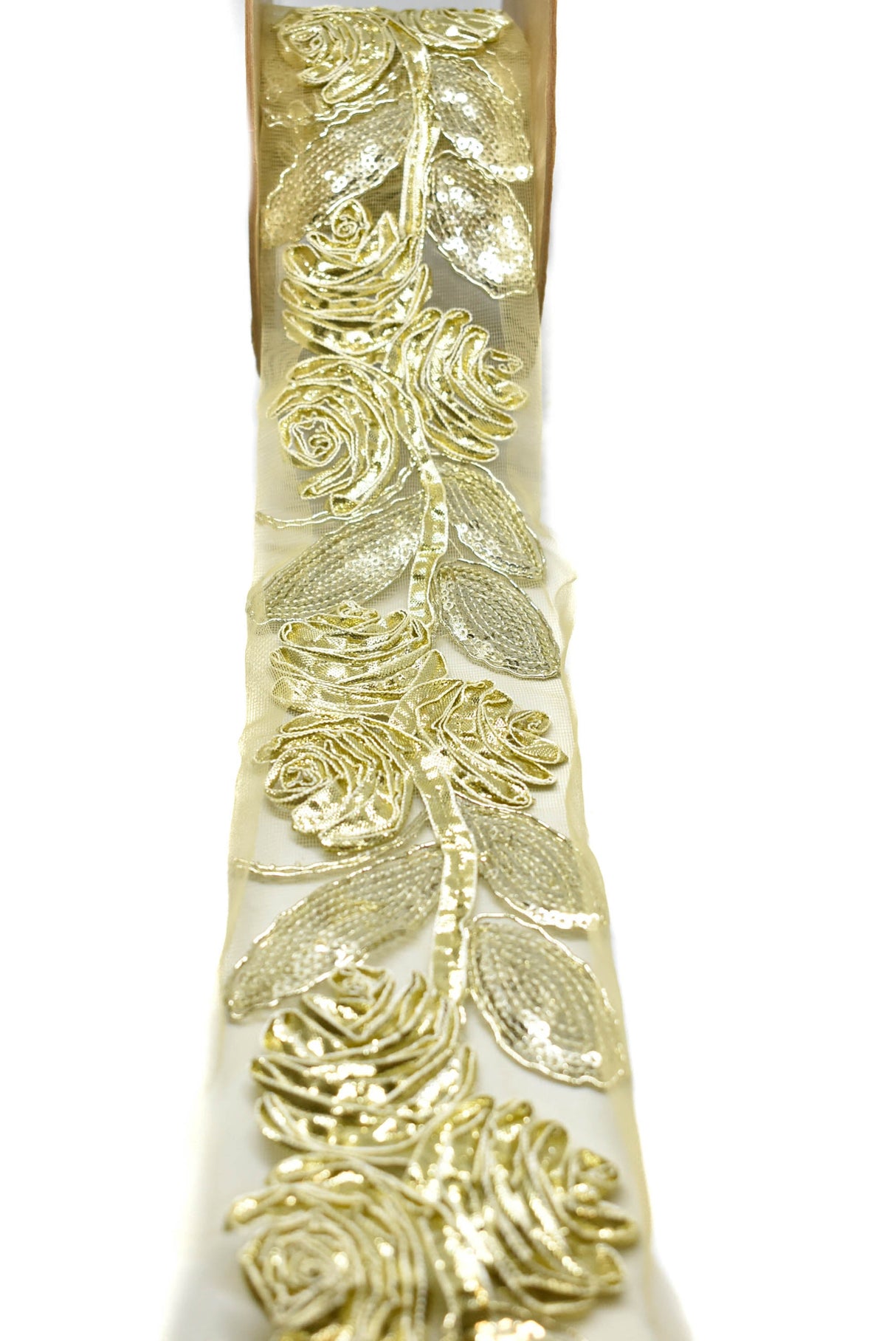 Metallic Rose Organza Trim 1 Inch