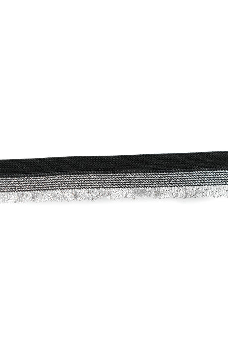 Metallic Silver Fringe Trim Black 0.88"