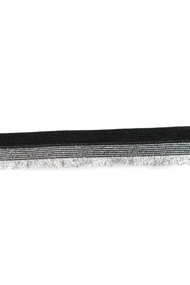 Metallic Silver Fringe Trim Black 0.88"