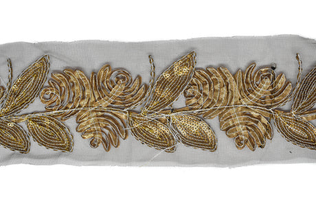 Metallic Rose Organza Trim 1 Inch