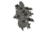 Floral Applique Rhinestone Beaded Brown