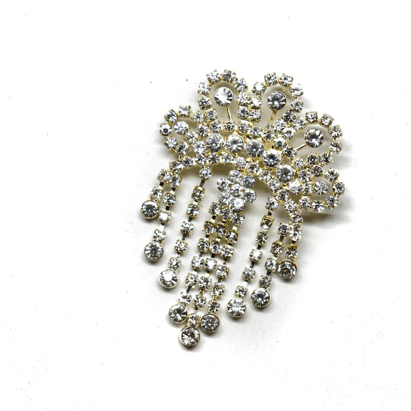 Rhinestone Crown Brooch Pin 3 x 2